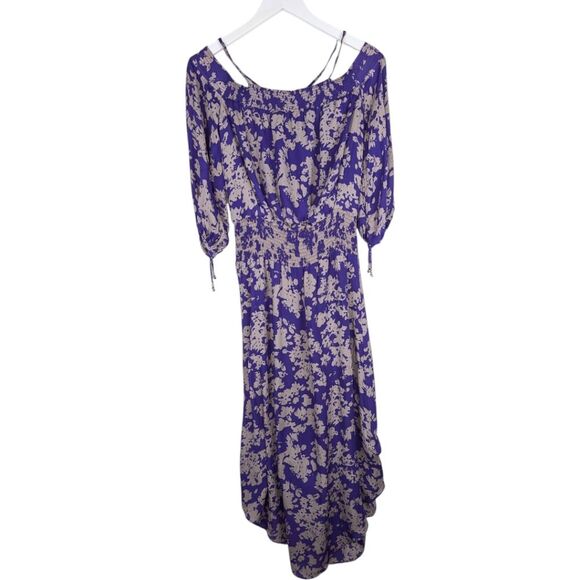 Ramy Brook Manuela dress silk cold shoulder purple floral boho M - Picture 5 of 14